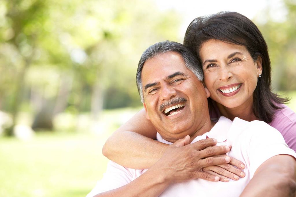 Smiling Hispanic couple